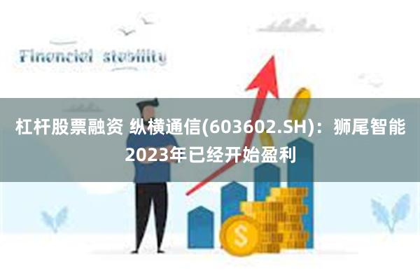 杠杆股票融资 纵横通信(603602.SH)：狮尾智能2023年已经开始盈利